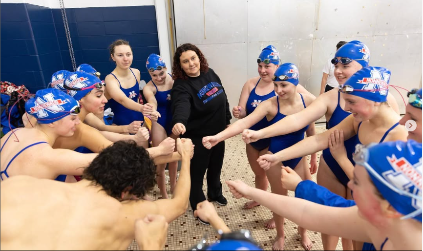 Nonnewaug’s Swim and Dive team is known for its late practices and meet times.  Without a pool on campus, the swim team calls the Kennedy High School swim arena its home. Their practices commonly run past 8 pm, a factor for many student-athletes that may interfere with homework and school. Photo Credit: NHS Swim & Dive Instagram