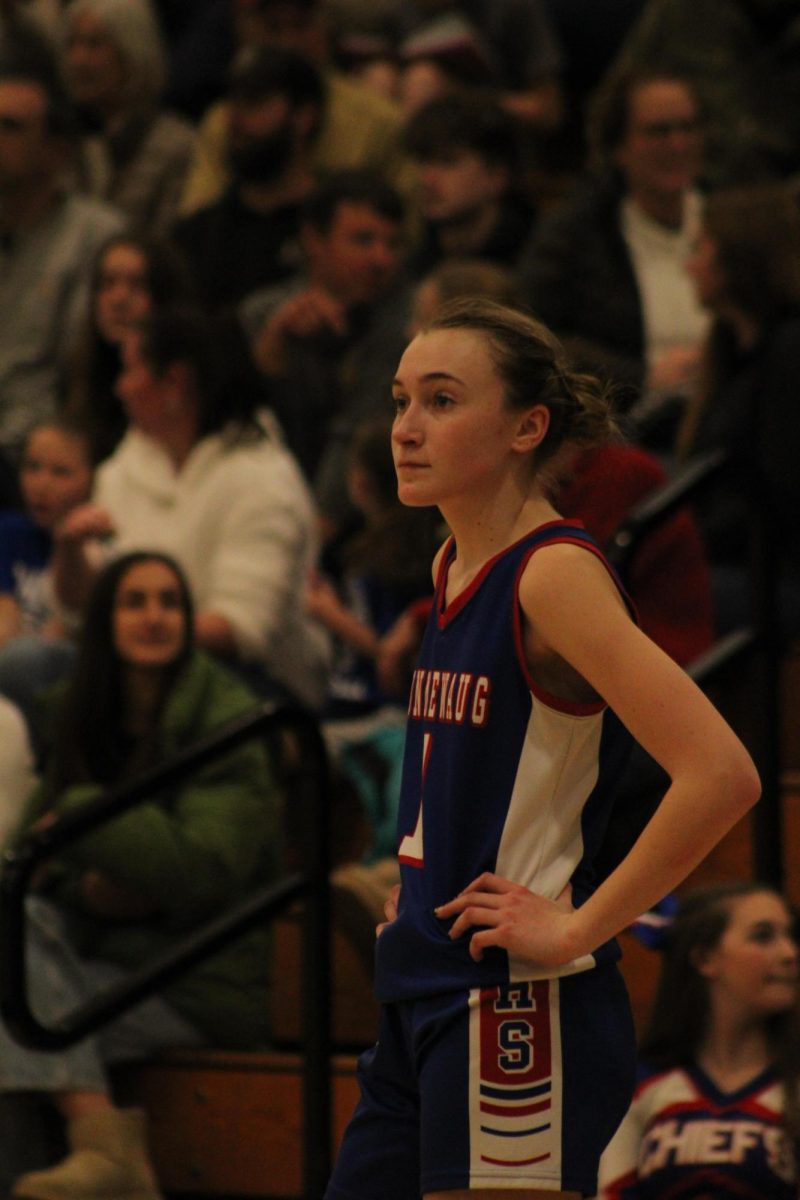 Freshman Gemma Hedrei stands during Nonnewaug girls basketball game against Shepaug on Jan. 3. 