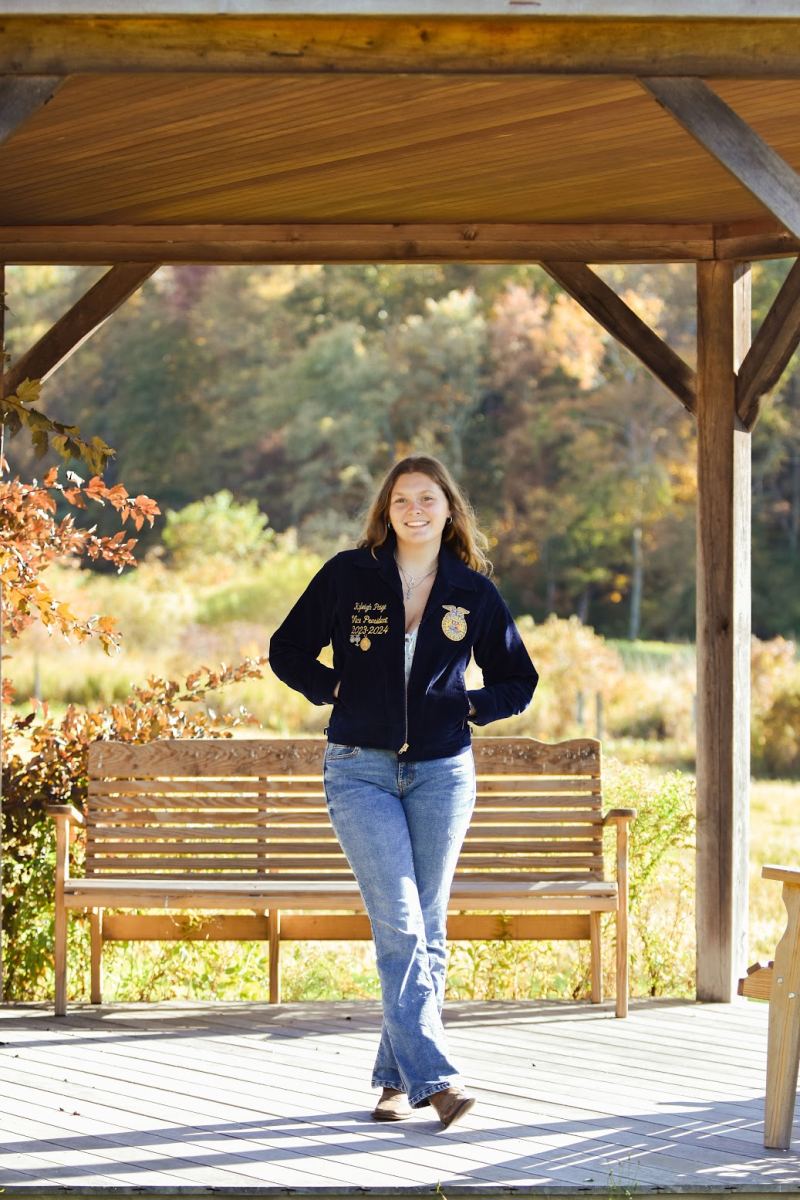 Kyleigh Paige represents her Woodbury FFA chapter in her jacket that she has proudly worn for four years. She continues to be a thriving member, being involved whenever and wherever she can. (Courtesy of Kyleigh Paige)