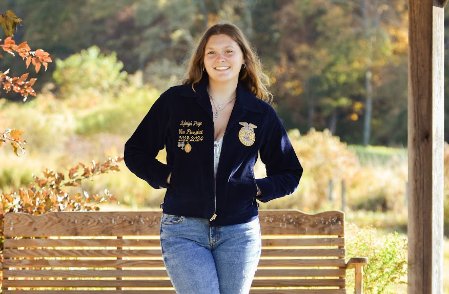 Kyleigh Paige represents her Woodbury FFA chapter in her jacket that she has proudly worn for four years. She continues to be a thriving member, being involved whenever and wherever she can. (Courtesy of Kyleigh Paige)