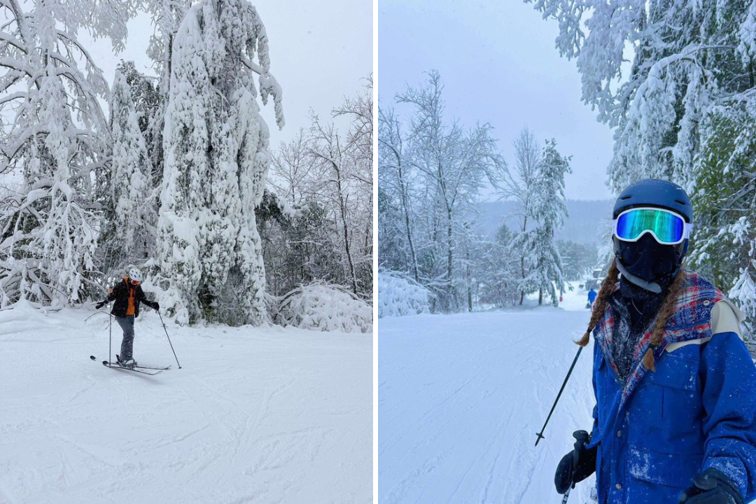 Nonnewaug seniors Ellie McDonald, left, and Katie Farrell enjoy skiing at Mohawk Mountain during the winter. (Courtesy of Ellie McDonald)