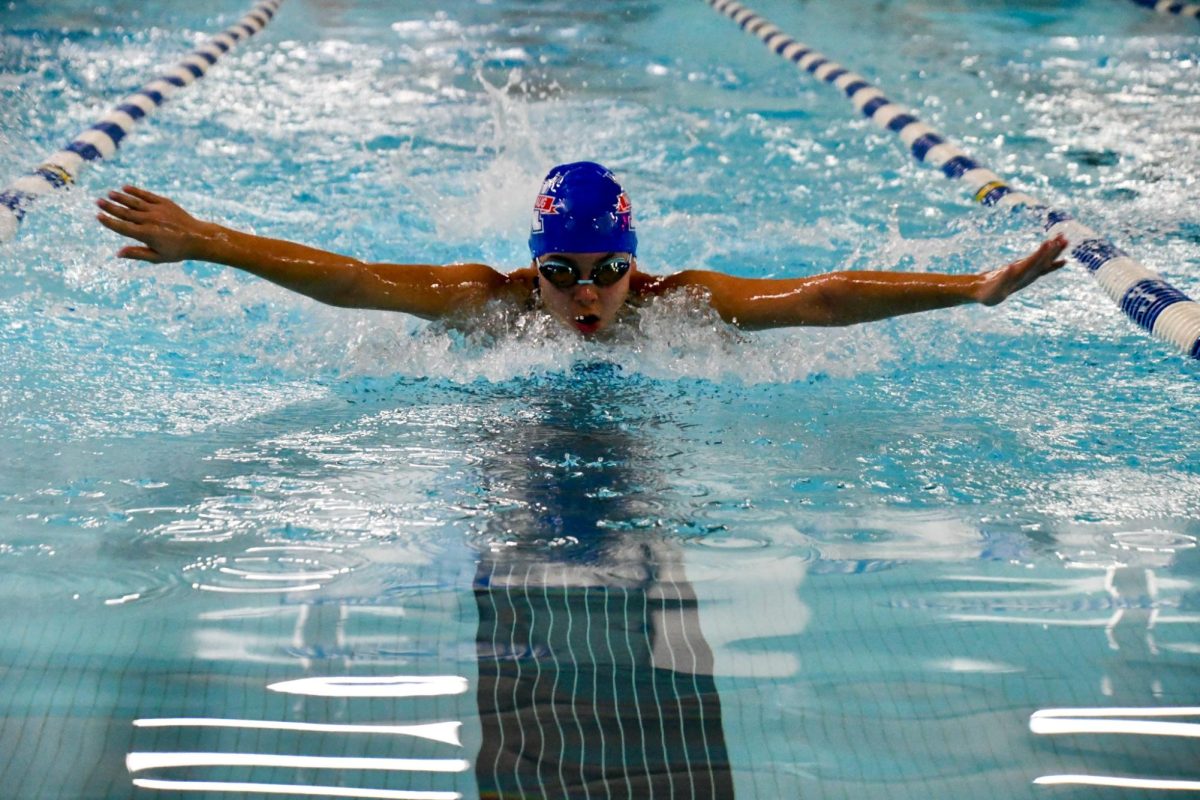 Catherine Viveros swims the 100 Fly in the Nonnewaug vs. Shepaug swim meet on Jan. 31. NHS won 91-88. 