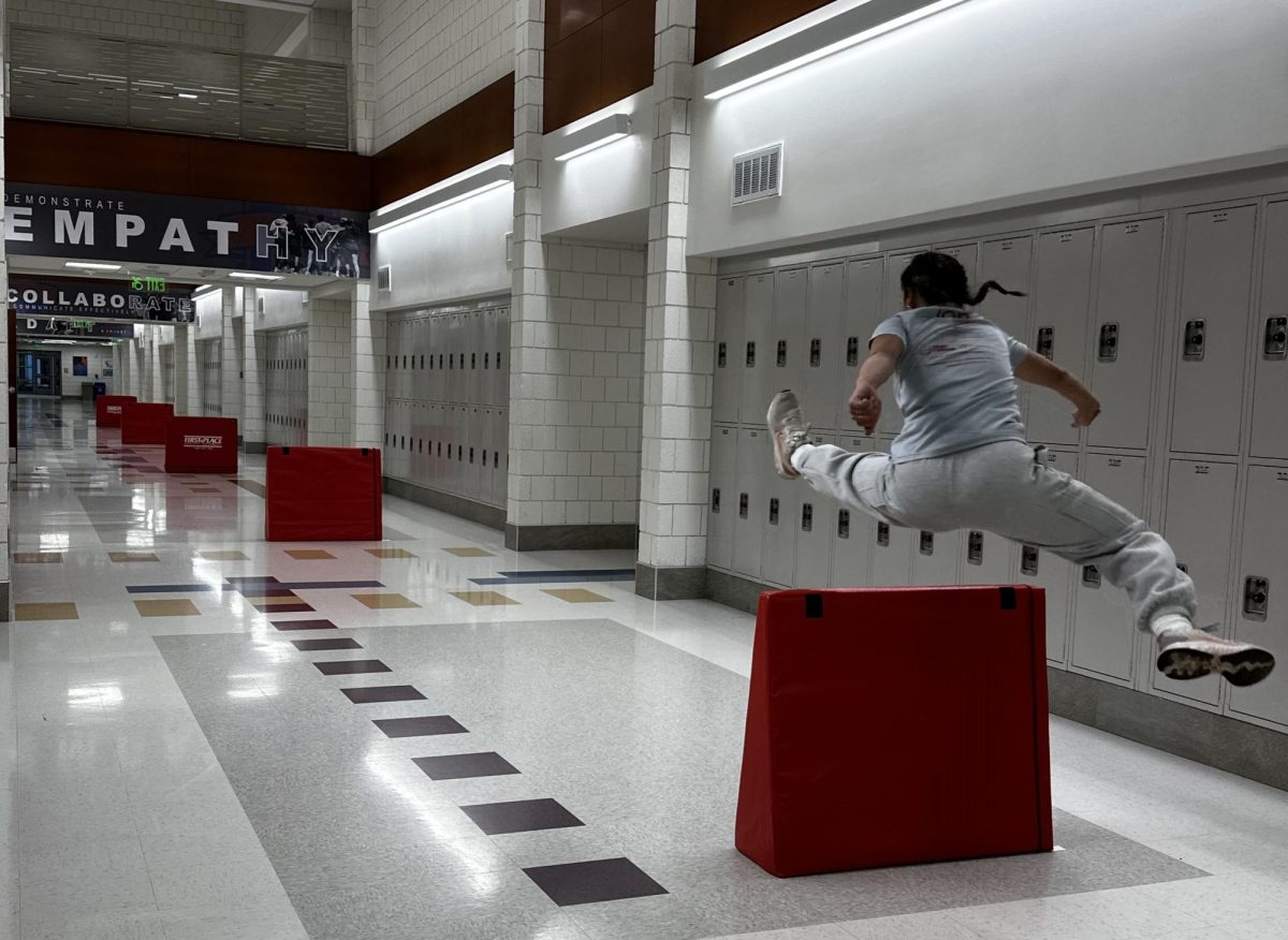 The struggle for space has opted for a change for indoor track. Hurdlers like Gianna Perugini train in the NHS main hallway and often contend with obstacles like faculty and students passing.  