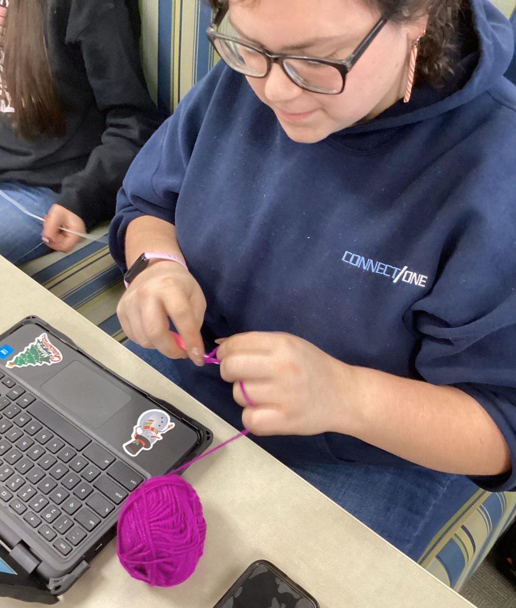 Brennan Maklary crochets another project after learning the skill during the pandemic.