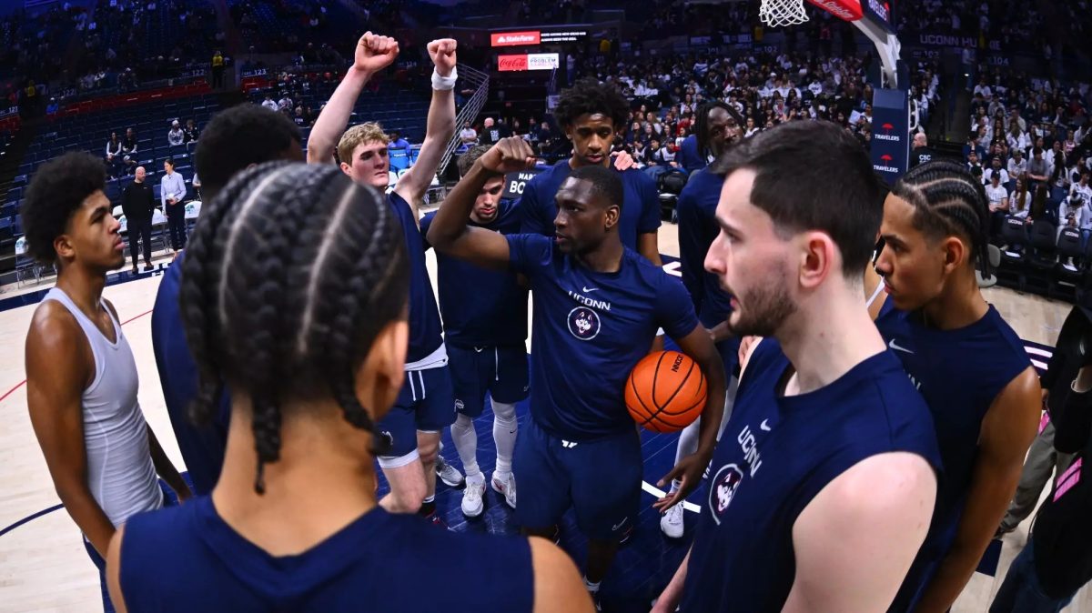 The UConn men's basketball team is the No. 8 seed in the West Region of the NCAA tournament as the Huskies seek a three-peat. (Courtesy of UConn Athletics)