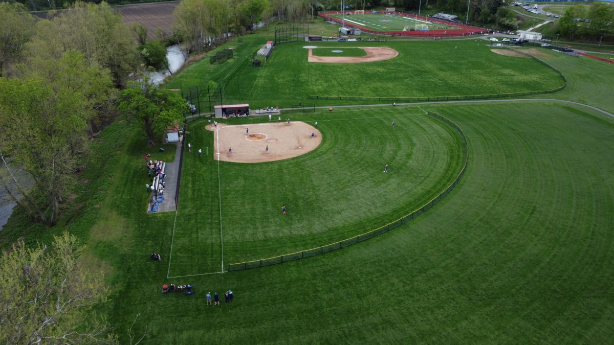 NHS’ drone captures Nonnewaug teams in action. Softball, baseball, soccer, and much more are all played on fields that Kevin Rodgers as well as his team maintain. Photo courtesy of Billy Calabrese. 