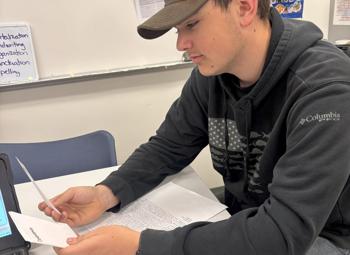 Matthew Pfahl studies for a history final exam.