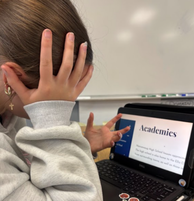 Woodbury Middle School eighth-grade student Lillian Crocker stresses about high school academic demands. (Amelia Ouellette '29)