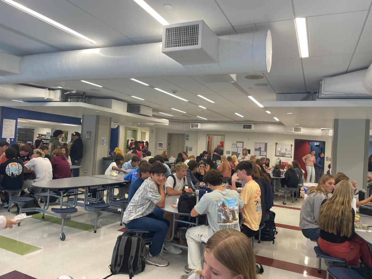 Nonnewaug students eat lunch in the cafeteria rather than outside. Many students now choose to sit inside as the wasps take control of the outdoor patio seating.