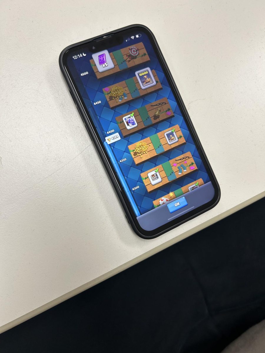 Senior Sebastian LaChance shows his trophy amount in Clash Royale. Many Nonnewaug students have many trophies. 
