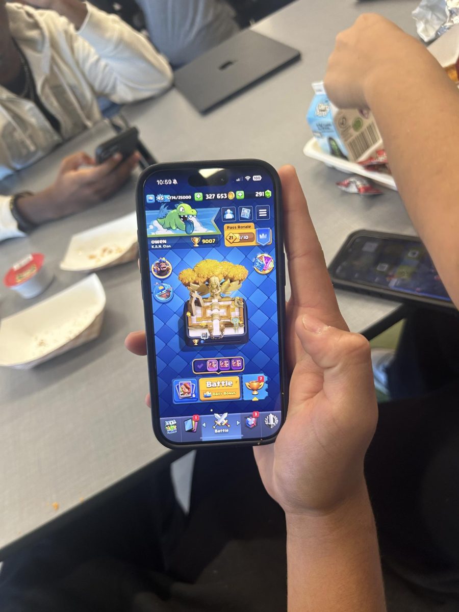 Senior Owen Fitzgerald shows off his Clash Royale account name as well as trophies. Many students like Fitzgerald have personalized names. 
