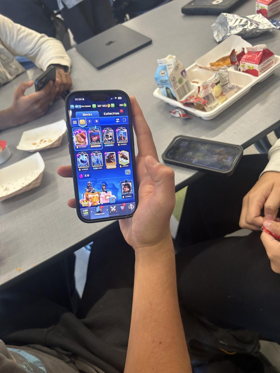 Senior Owen Fitzgerald shows his Clash Royale deck. Like many other Nonnewaug students Fitzgerald frequently plays Clash Royale.
