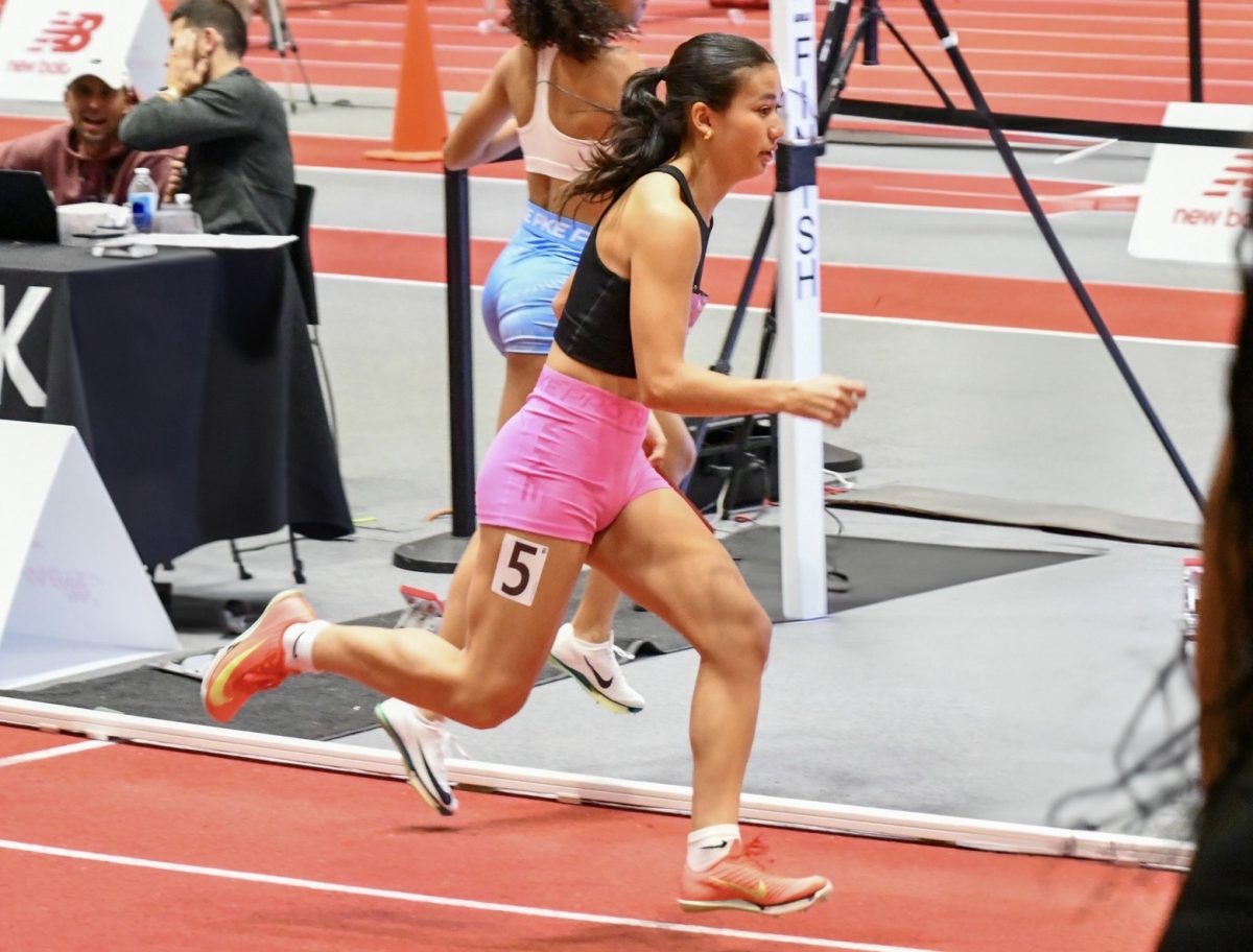 Senior indoor track captain Sophia Garguilo at Indoor Track Nationals last season for the SMR.
