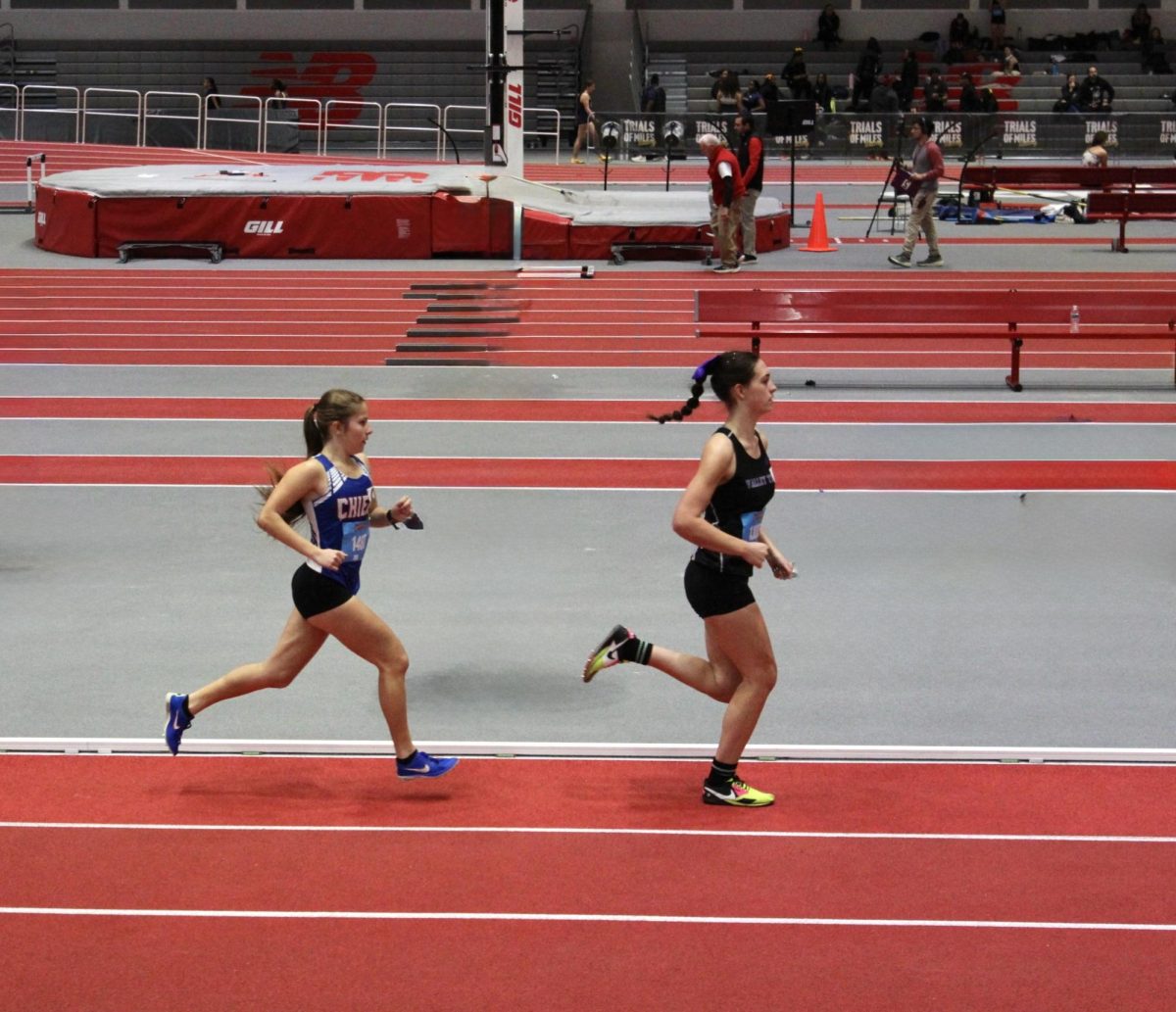 Thea Oleynikov runs on January 10th in Boston in the sophomore 1000m race. Oleynikov raced in the sophomore division which is unique to Nor’Easter meet.