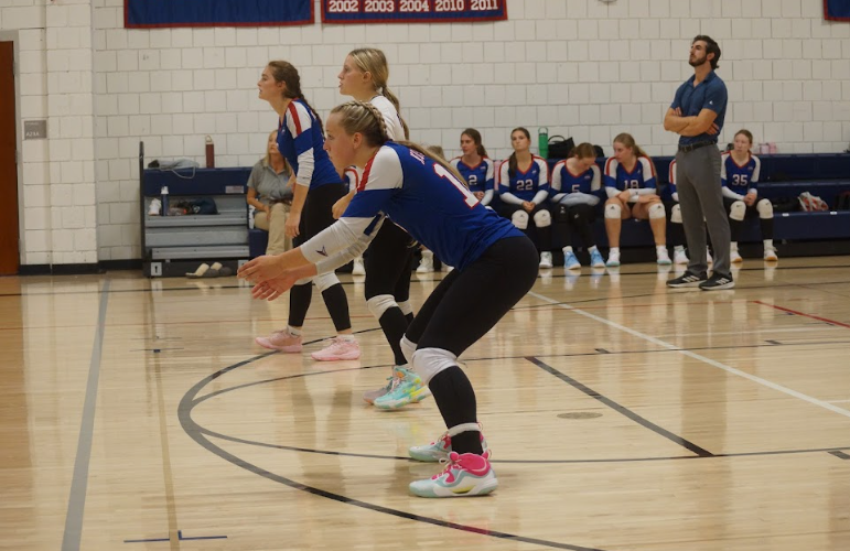 Macey Chmiel prepares for serve receive this fall. Chmiel was one of four seniors who helped guide NHS volleyball to their first semifinal match in school history. 