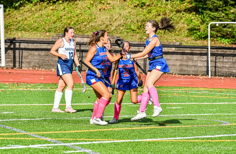 Sophomore Tatum Kosiszewski celebrates after a goal against Shepaug. Understanding correct fuel helps the athletes of the team perform better. 

