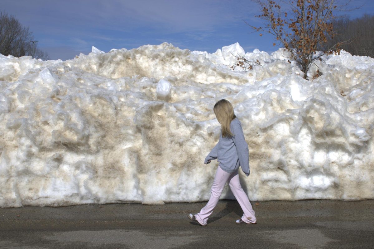 Nonnewaug faces many problems within the school due to copious amounts of snow; one being giant snow–piles throughout the parking lot. For example, snow piles being taller than students and even cars– blocking the views of drivers in the parking lot, this amount of snow would cause a snow day. 