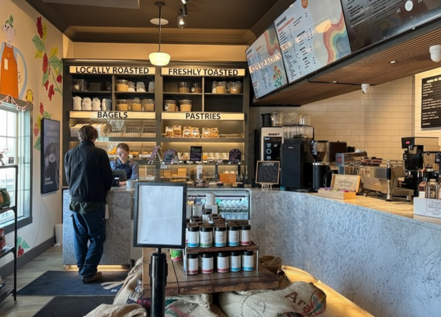 The front counter of Ayla’s displays their various bagels and pastries. It is the very counter that welcomes Nonnewaug students every morning.