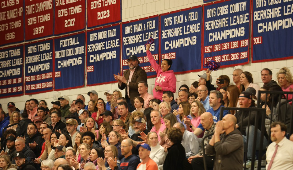 Nonnewaug parents cheer durring the CIAC state quarterfinal game against Windham Tech. GoFan Tickets were needed for entry upon arrival rather than physical tickets. (Courtesy of Noreen Chung)