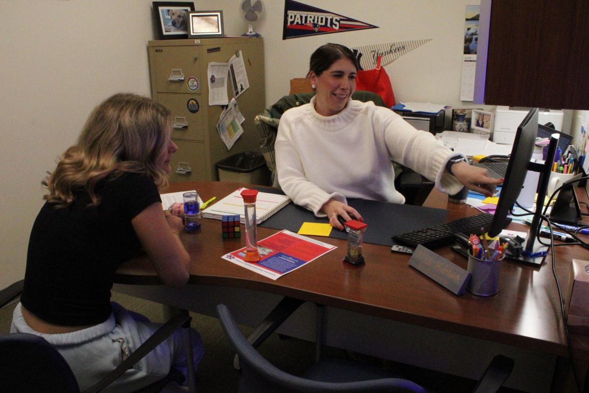 Danielle Hutchins, a guidance counselor at NHS, shares her screen with an NHS student as they determine the next step to planning next year's schedule. Picking out courses is something that many students need their guidance counselor's help on to make sure they pick the right choices.